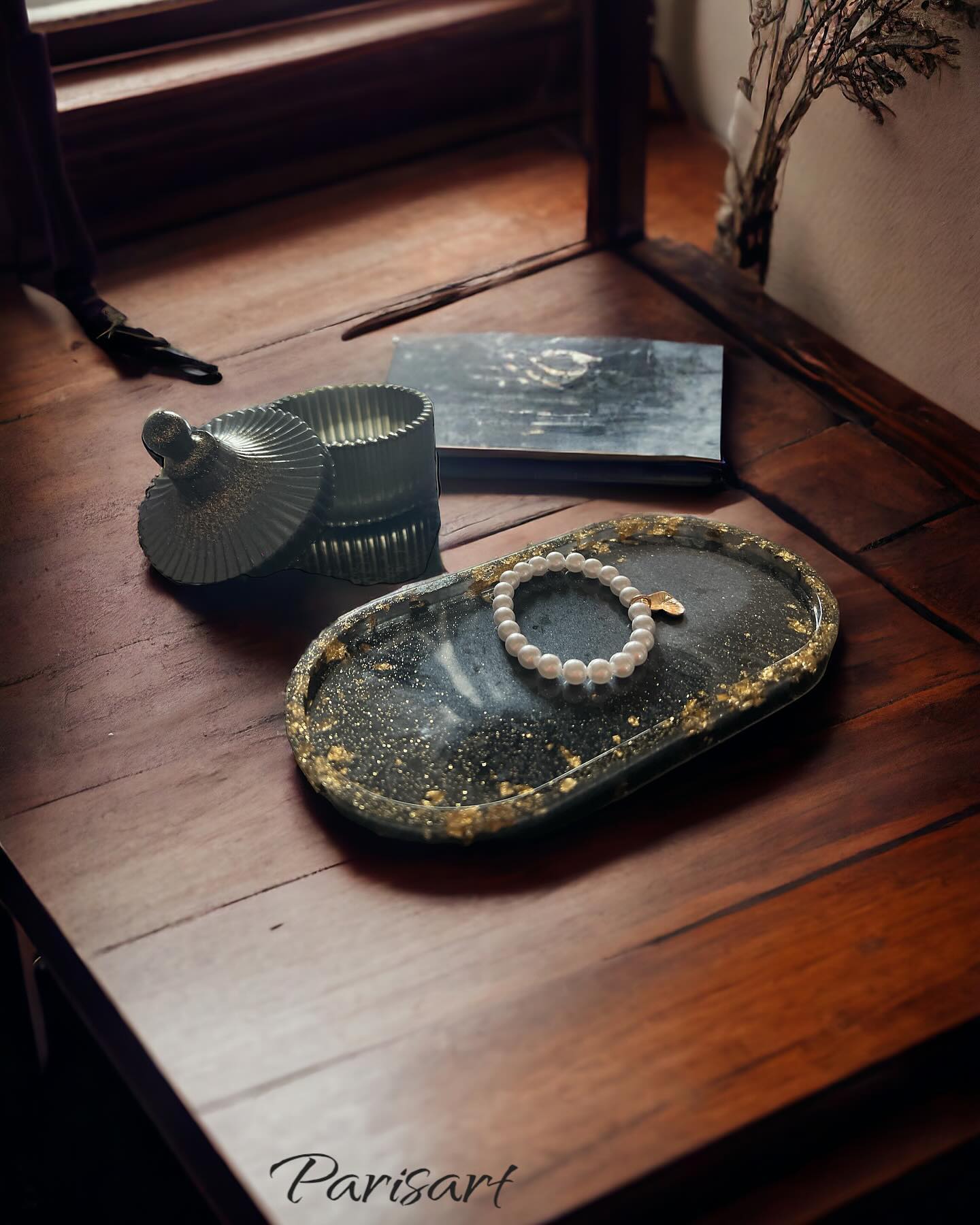 "Dark Grey" jewelry dish set