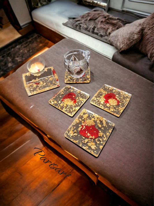 "Love" Handmade Coaster set