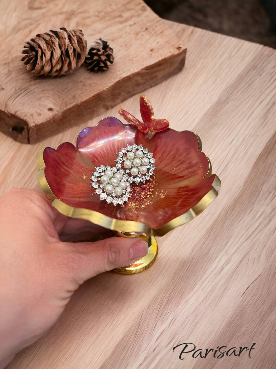 Red Flower Jewelry Holder