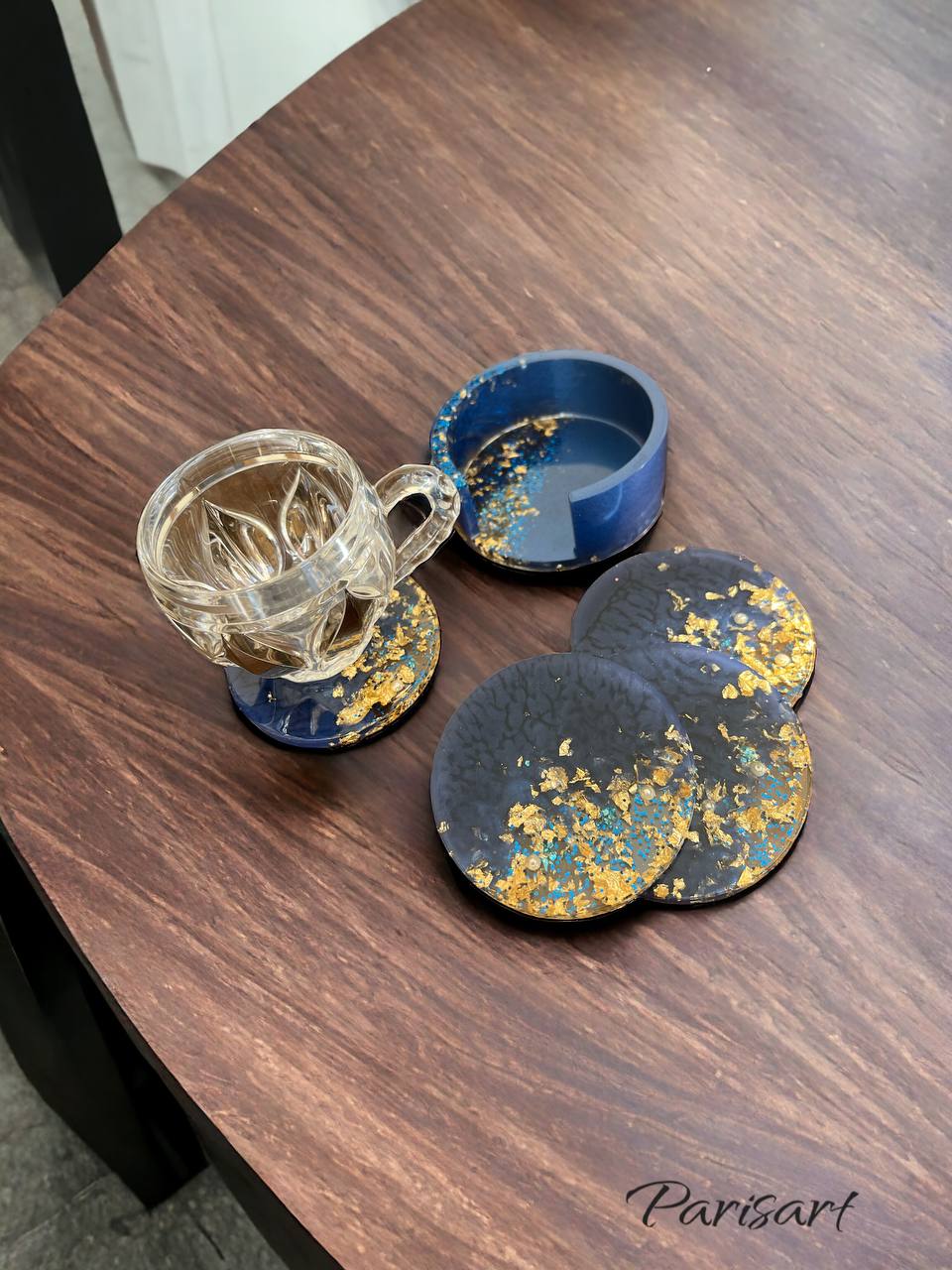 "Navy Blue with Pearl" Coaster set