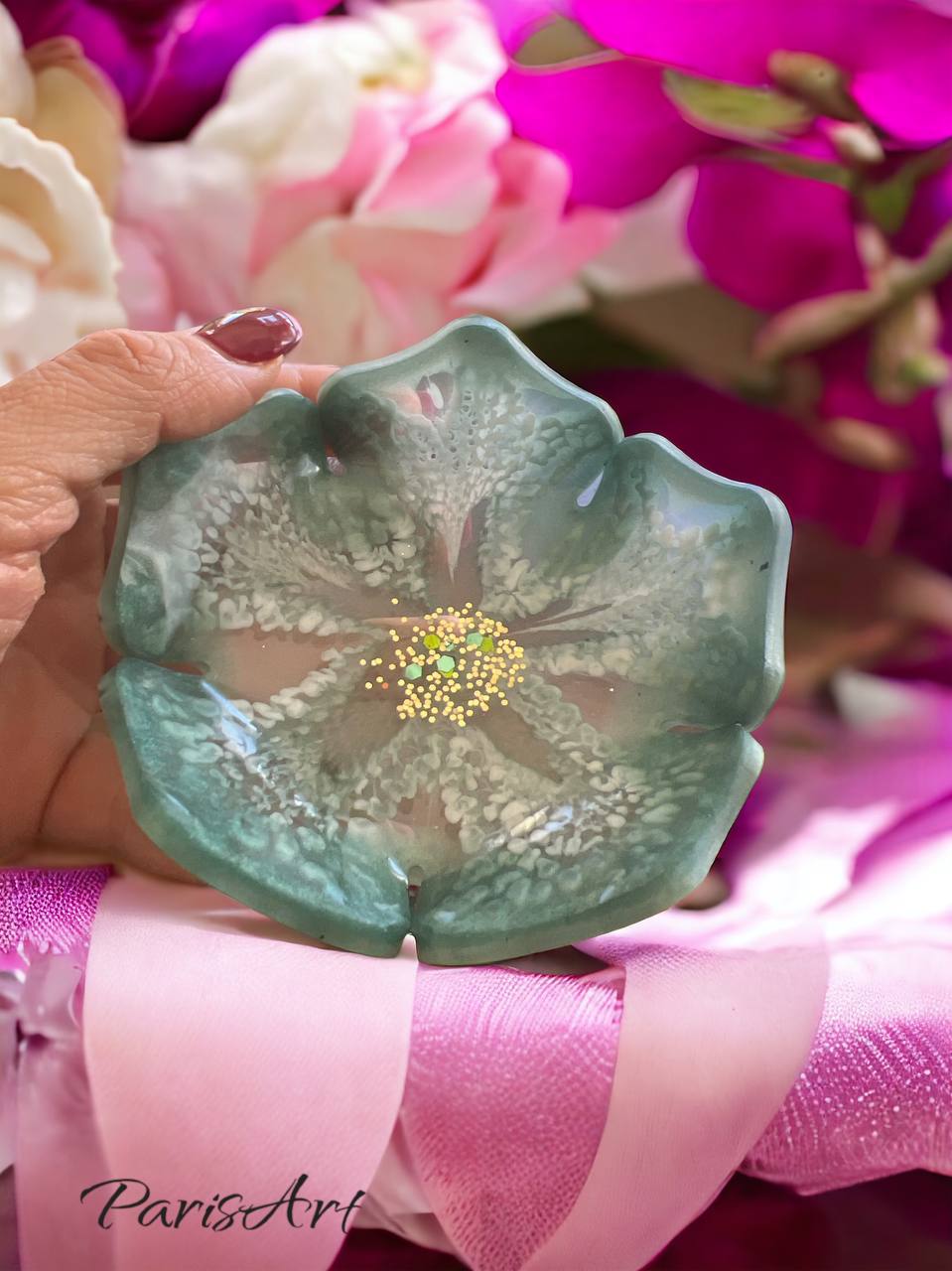 "Green Flower" Jewelry dish