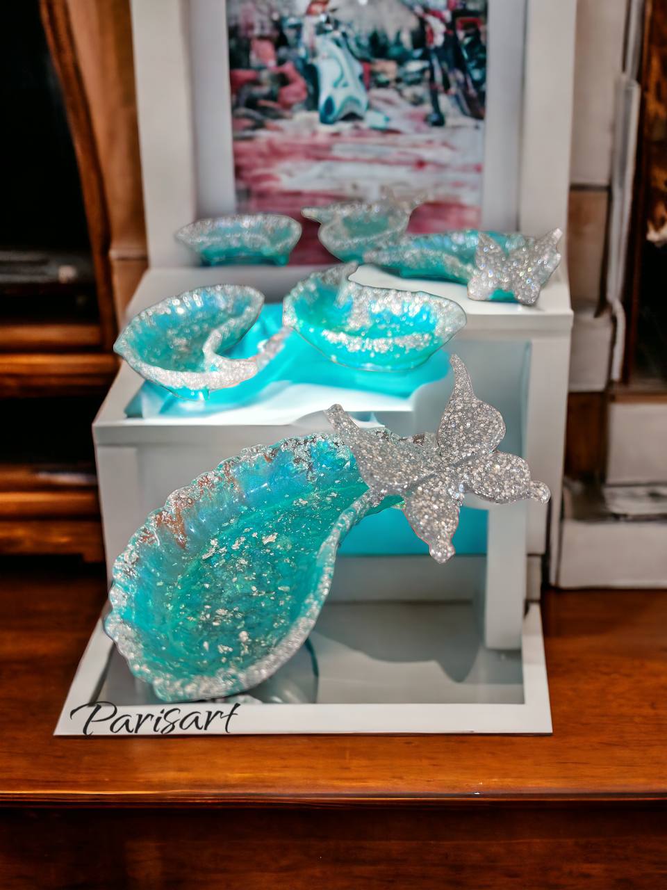 "Cyan and Silver" Haft-Seen Set