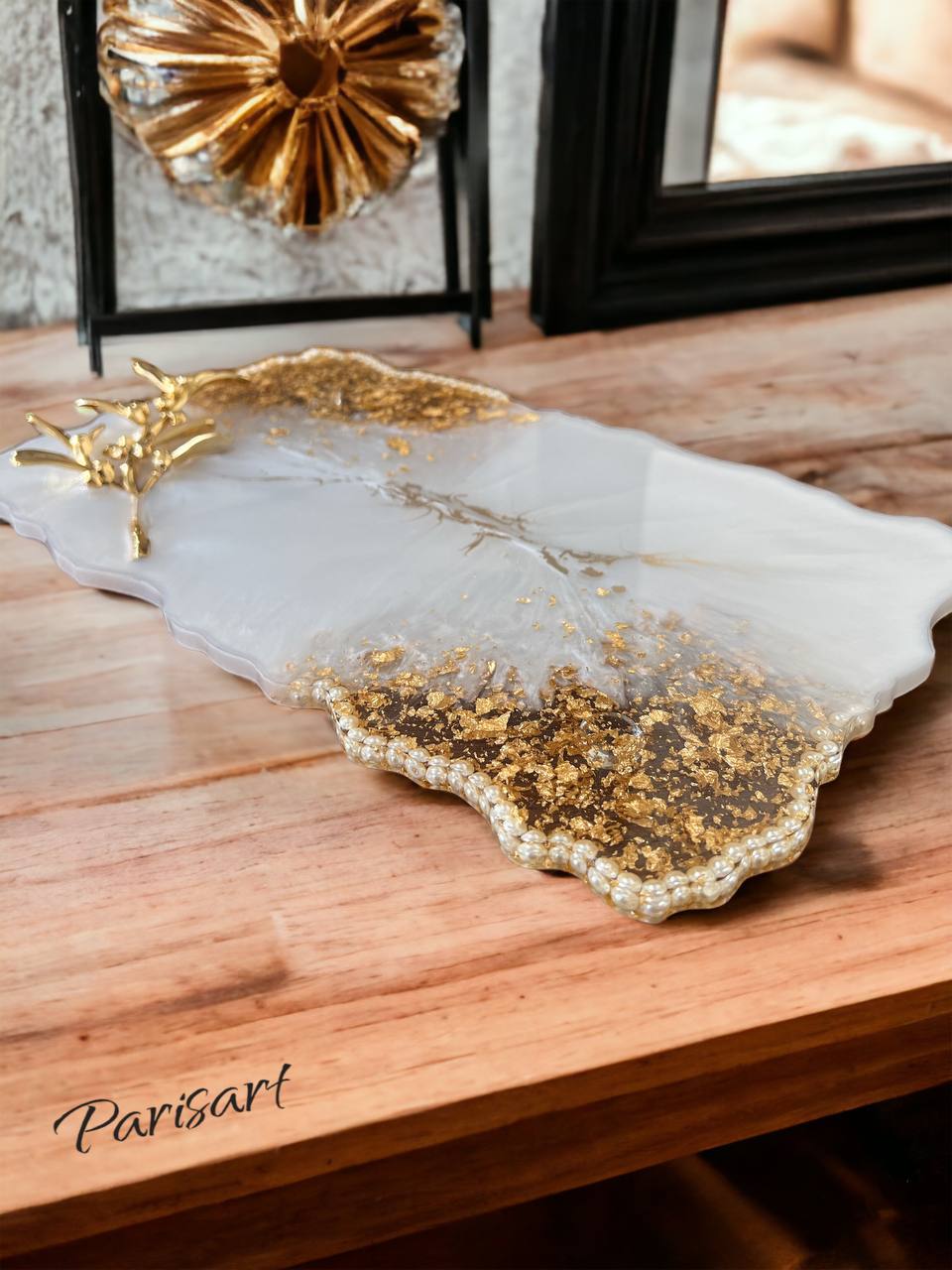 "Gold & Pearl " Resin Cutting Board