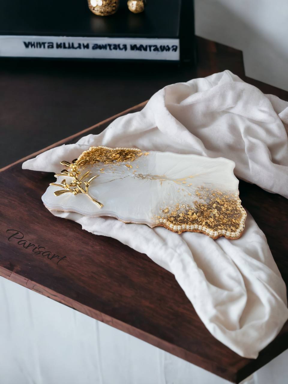 "Gold & Pearl " Resin Cutting Board