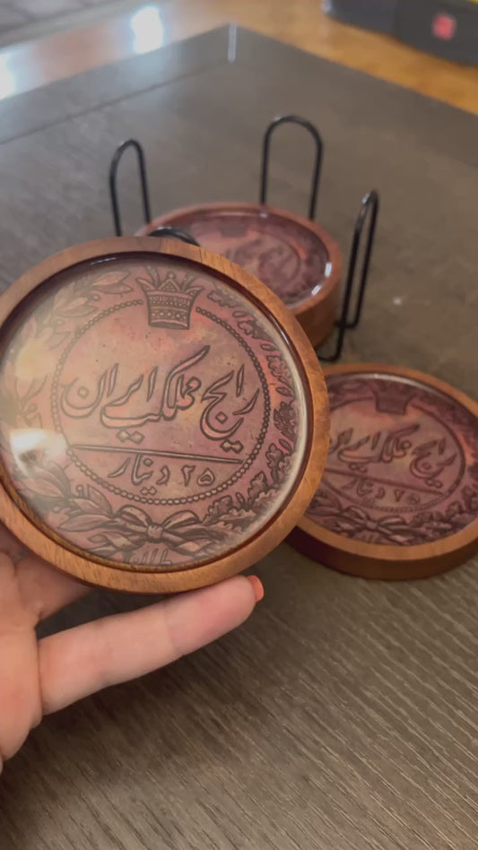 Pahlavi-era Coins Coaster set